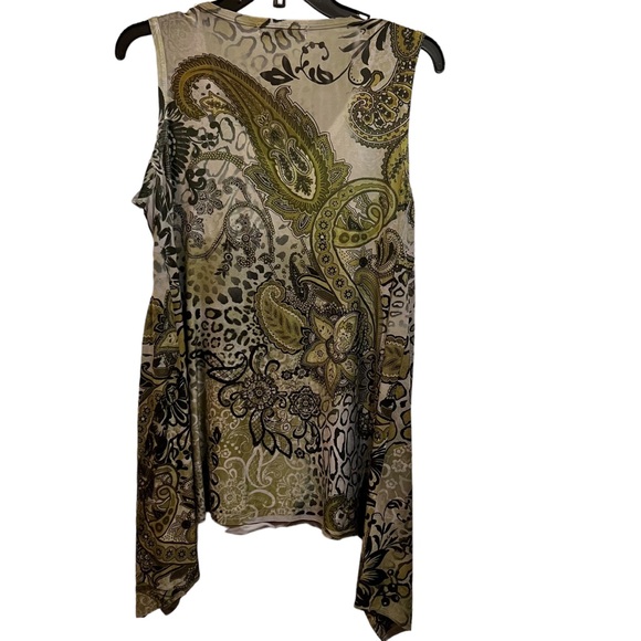 Citi Life Sequined Paisley Asymmetrical Hemline Sleeveless V-Neck Top Size L - Picture 8 of 8